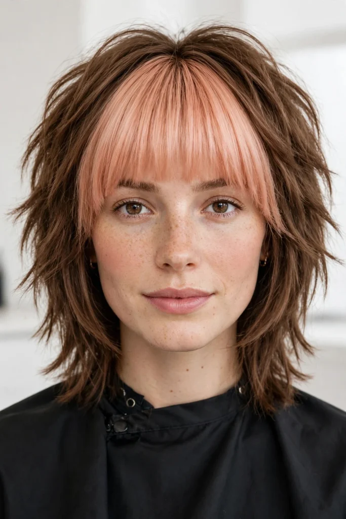 Peach Blunt Bangs