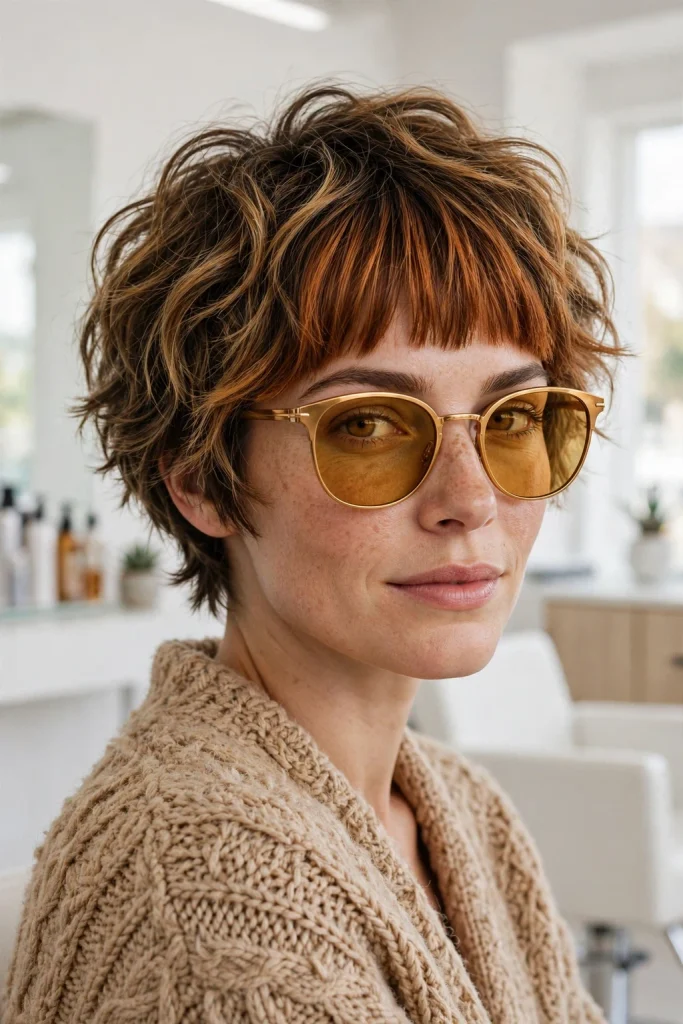 Autumn-Toned Blunt Bangs