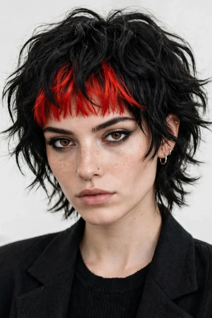 Fiery Red Choppy Bangs
