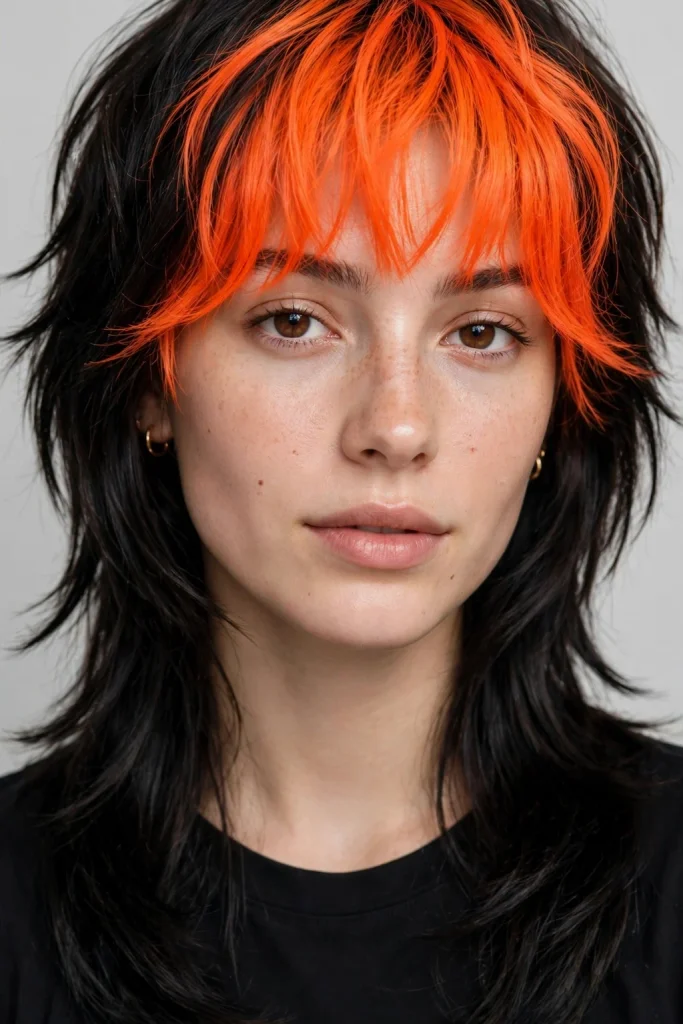 Neon Orange Messy Bangs