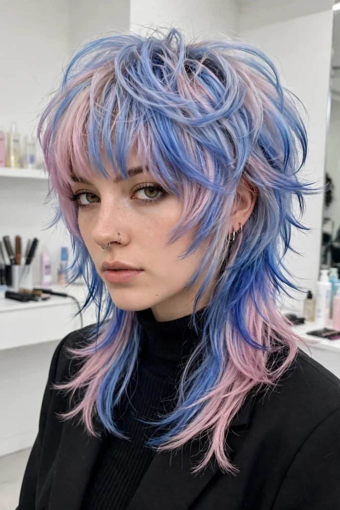 Pastel Blue and Pink Jellyfish Bangs