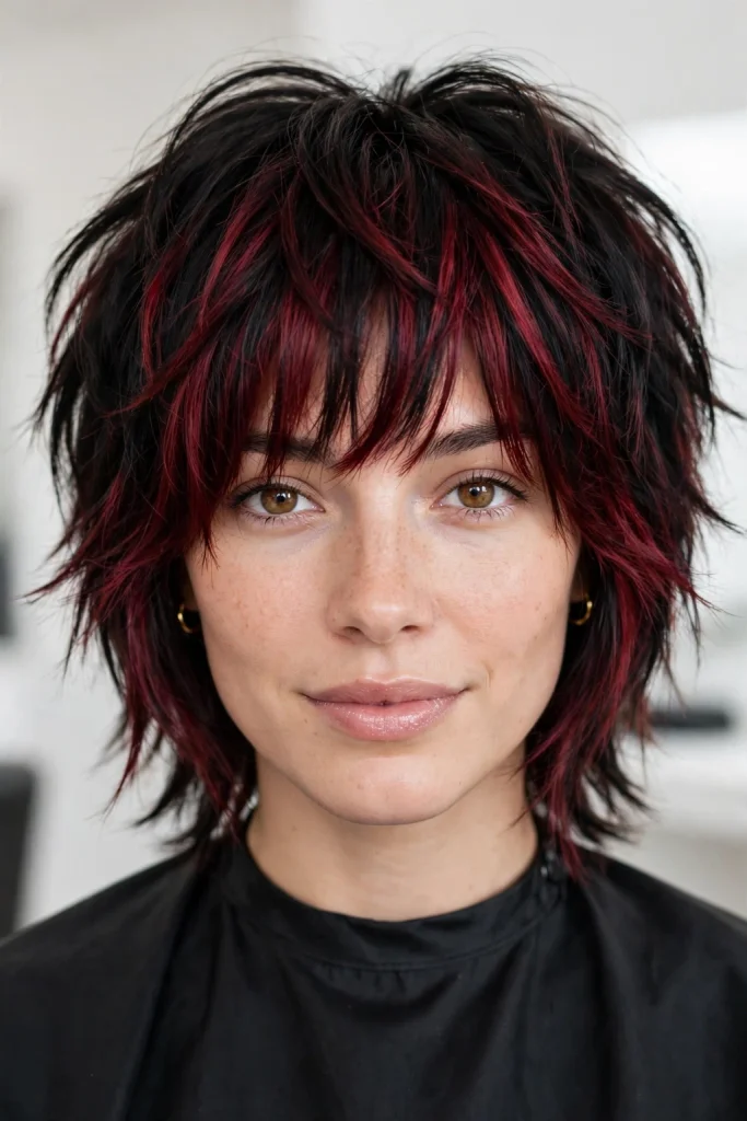 Wine Red Extended Bangs