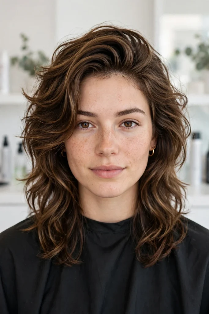 Wolf Cut Without Bangs: 15 Chic Ideas to Try 6 Face-Framing Layered Brown Wolf Cut