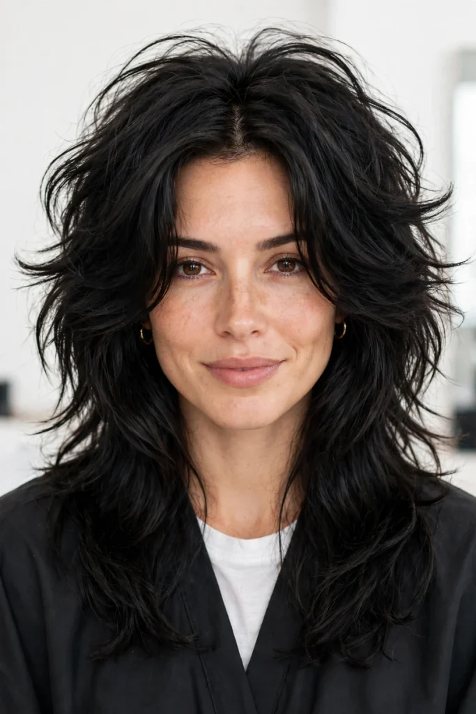Wolf Cut Without Bangs: 15 Chic Ideas to Try 7 Tousled Long Wolf Cut With Bouncy Face Layers