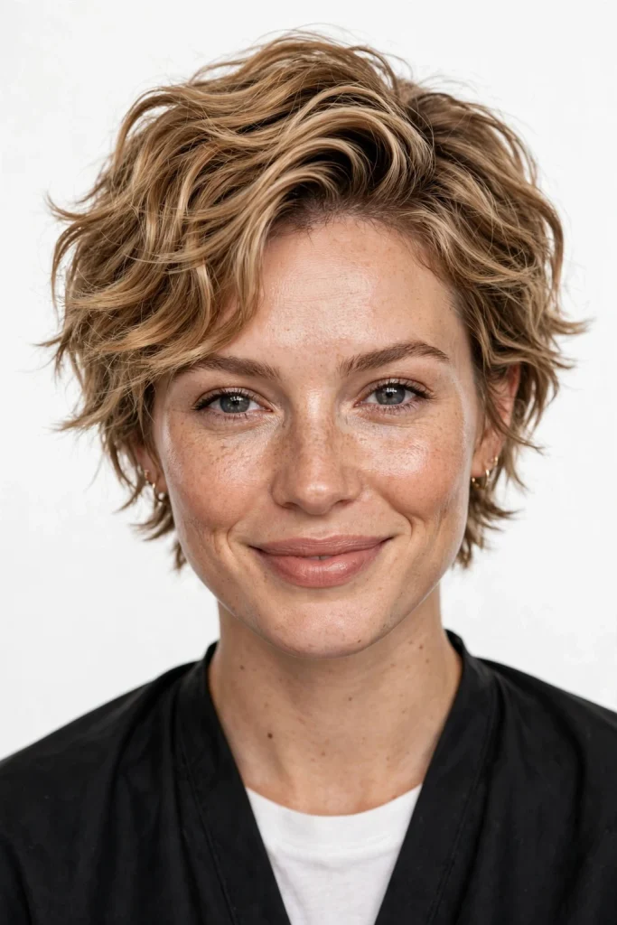 Wolf Cut Without Bangs: 15 Chic Ideas to Try 9 Short Toffee Blonde Wavy Wolf Cut