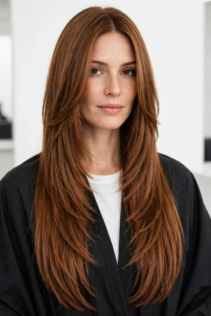 Wolf Cut Without Bangs: 15 Chic Ideas to Try 14 Very Long Cinnamon Wolf Cut on Straight Hair