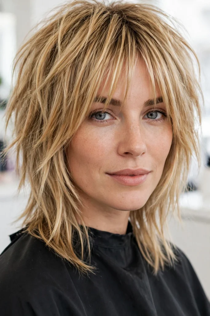 Extended Bangs With Golden Highlights