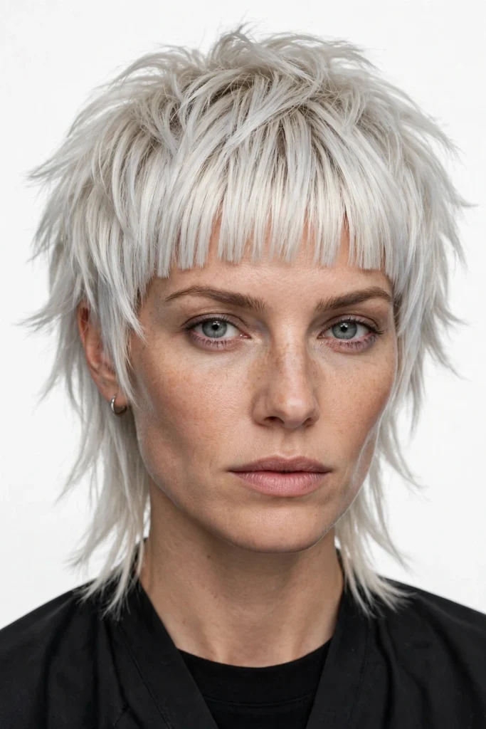 Bleached Blonde With Straight Bangs