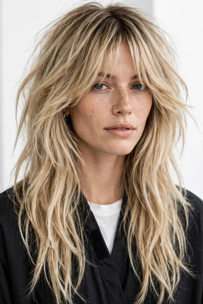 Long Layers With Extended Bangs