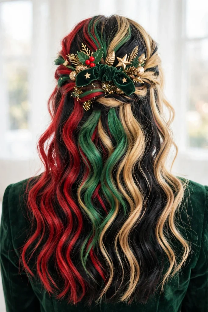 25 Magical Christmas Hairstyles to Try This Year 8 6. Multi-Toned Holiday Party Waves