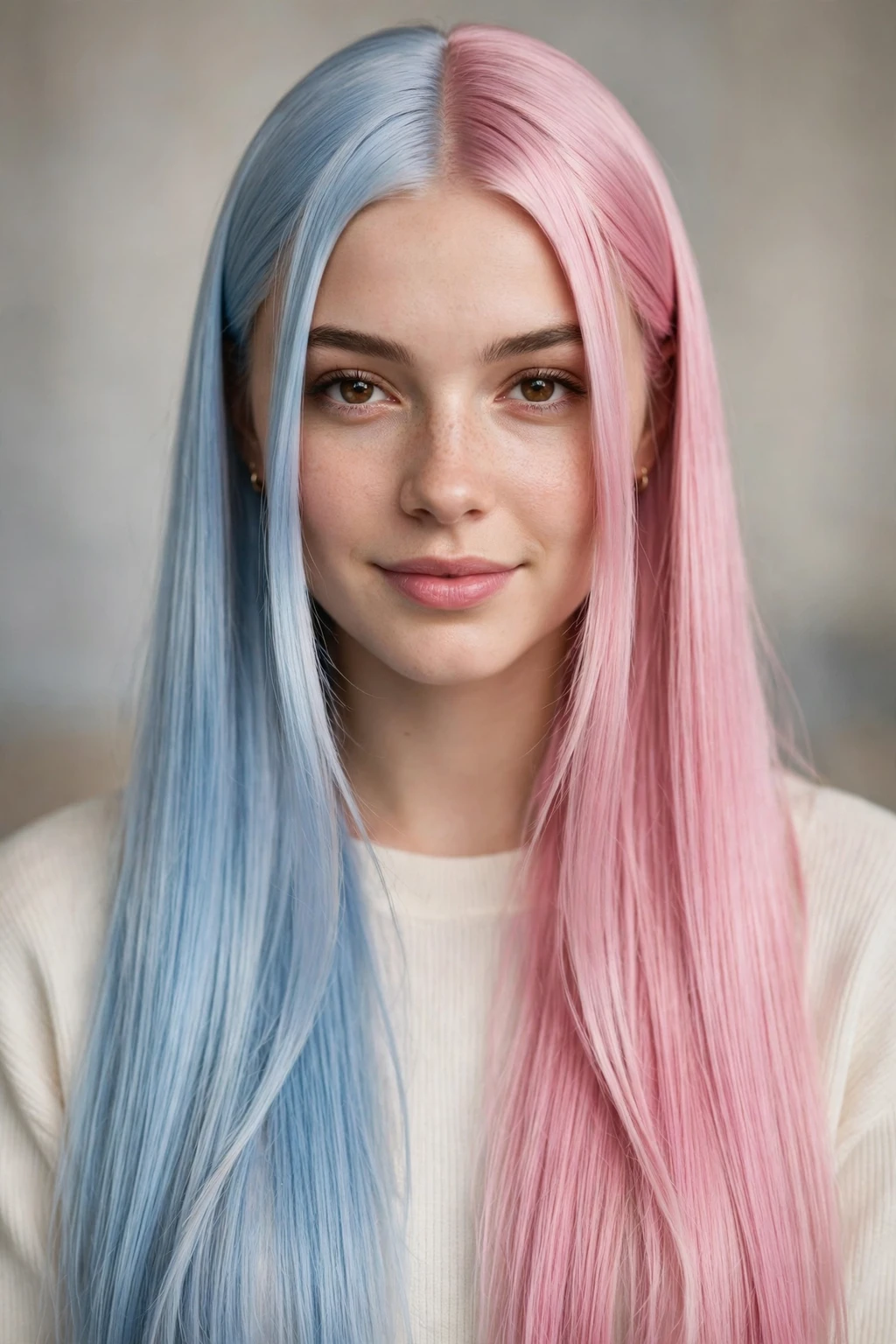 2. Cotton Candy Blue and Pink on Long Straight Hair