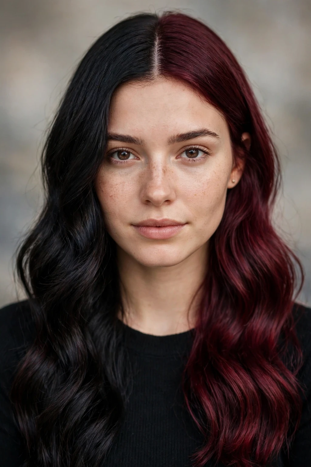 4. Black and Burgundy Long Waves
