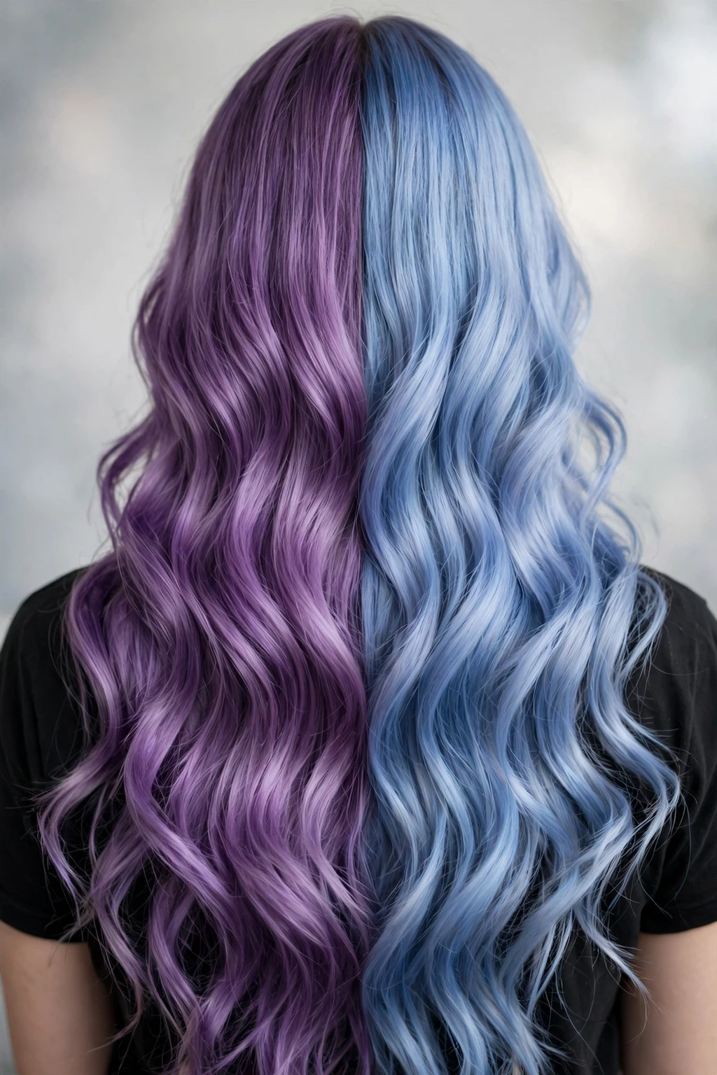 7. Amethyst Purple and Sky Blue Long Layers