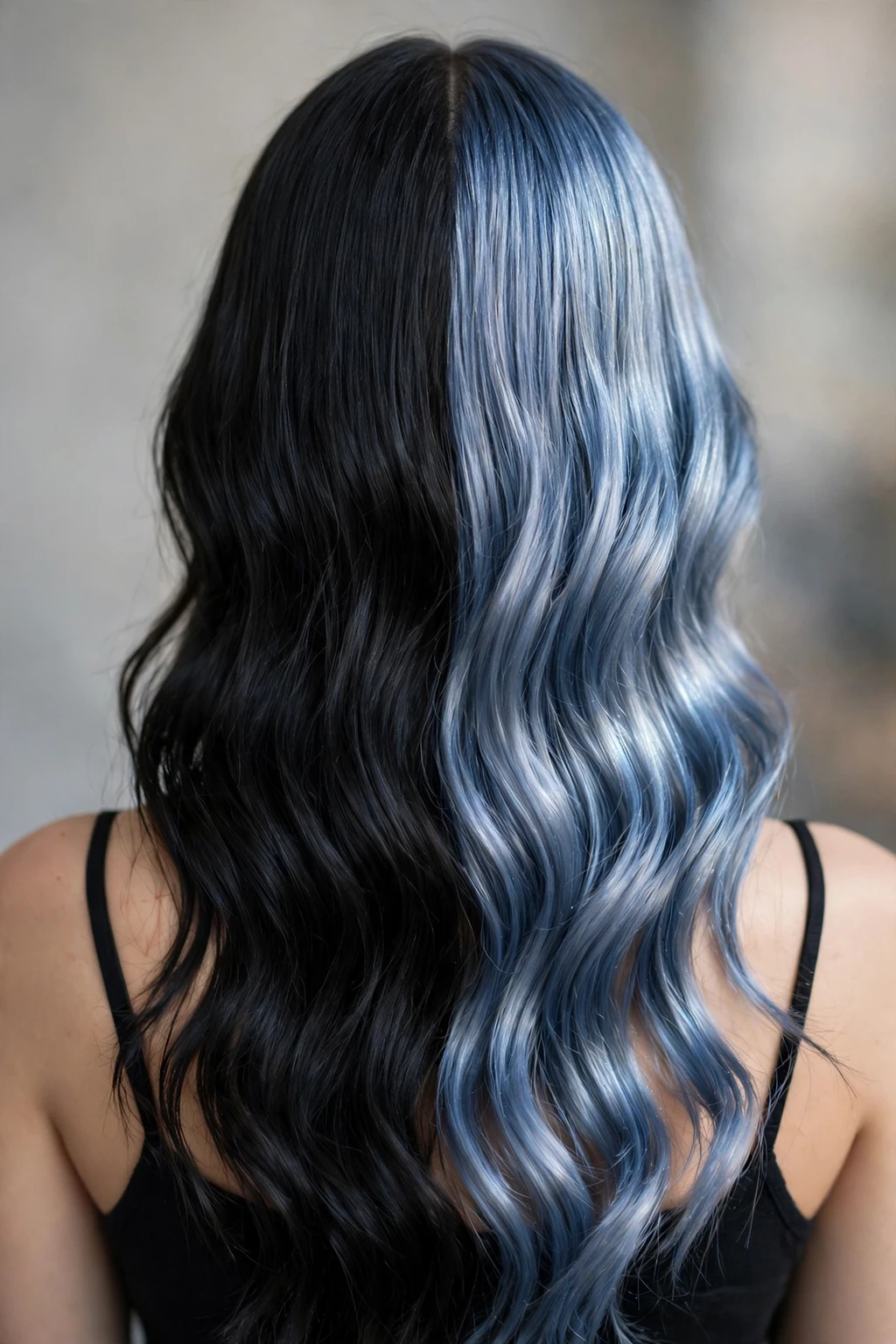 8. Black and Metallic Blue Long Waves