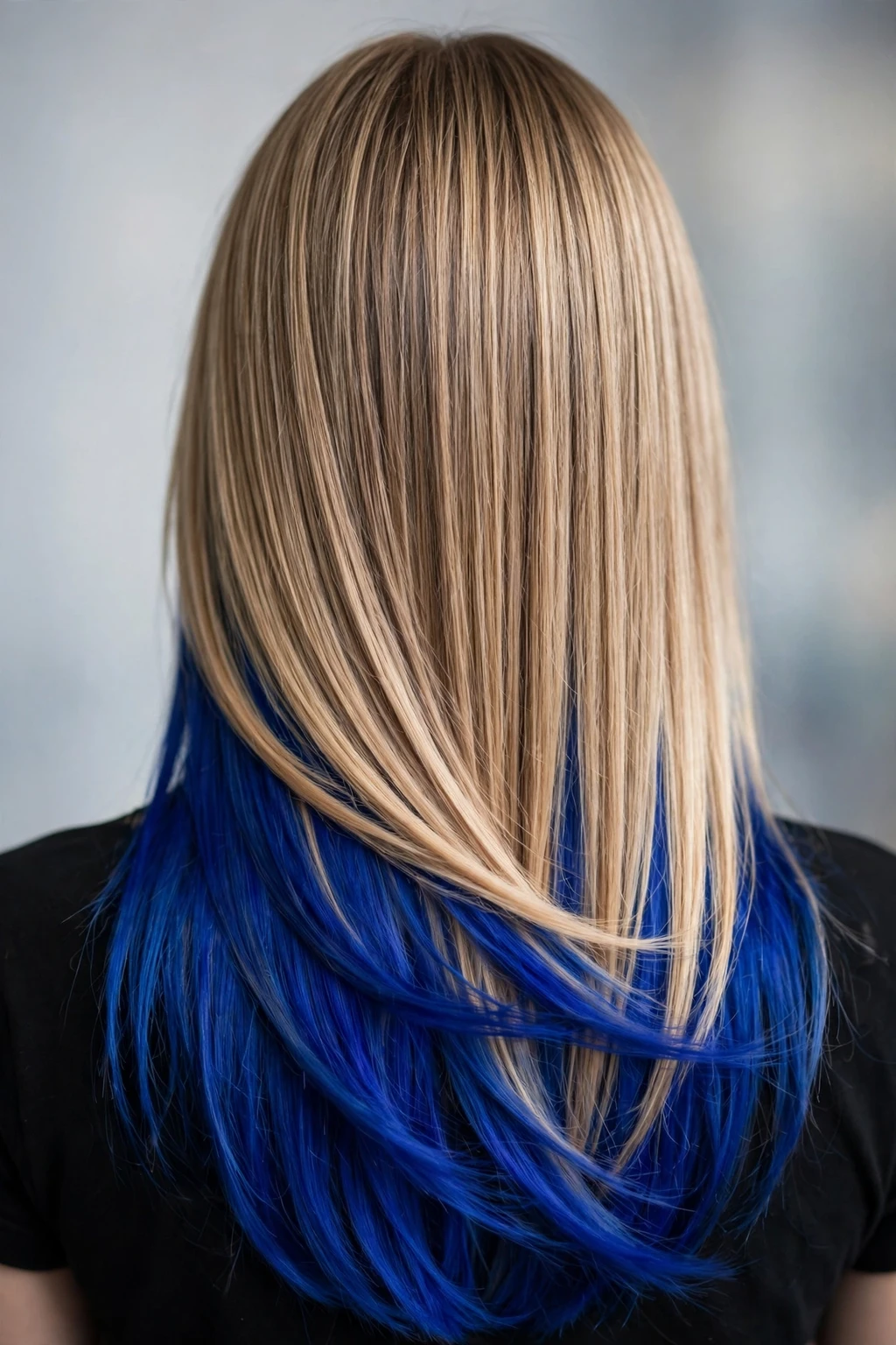 11. Bronde With Royal Blue Underneath