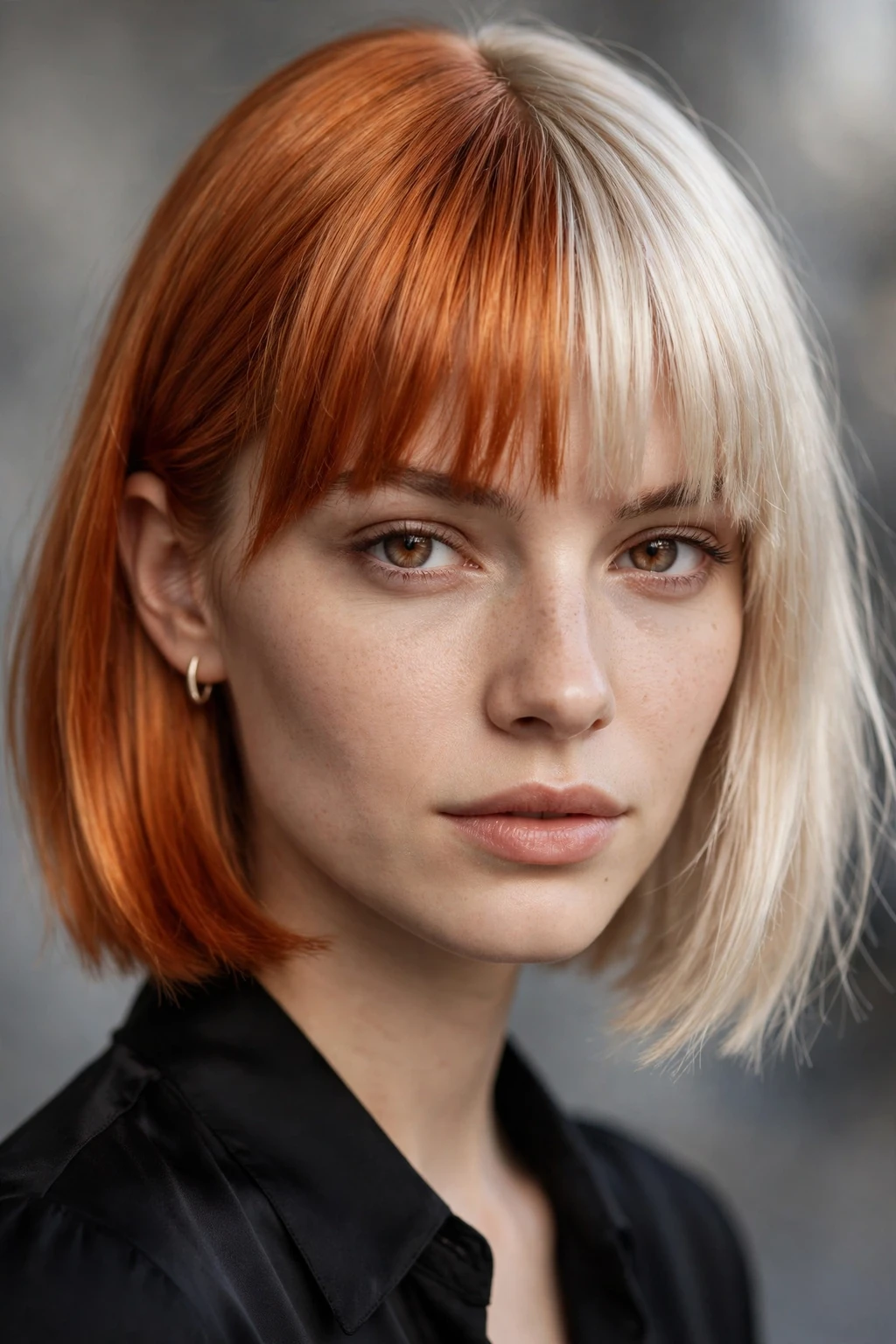 15. Copper and Pearl Blonde Bob With Choppy Bangs