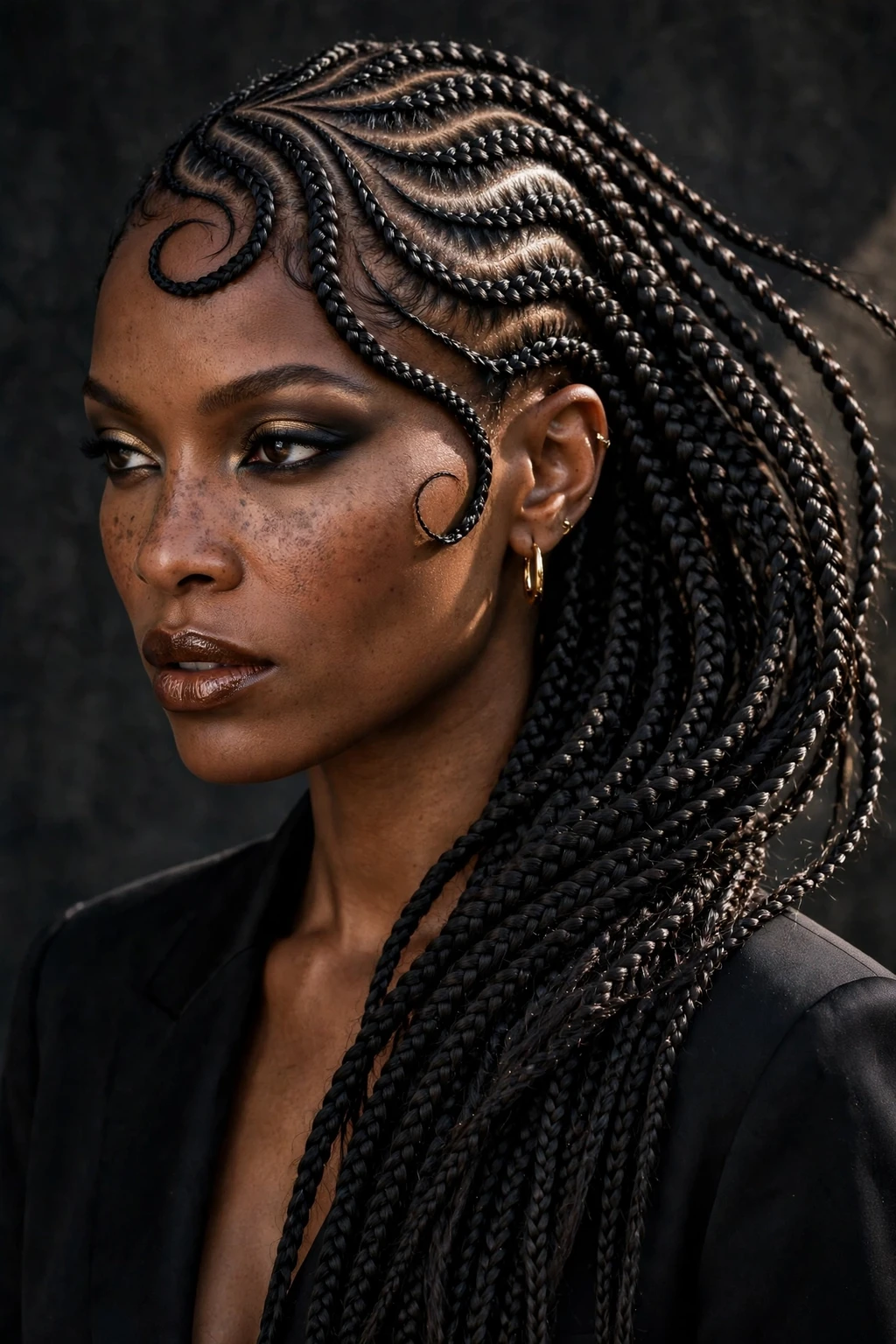 Swirl Cornrows: 15 Stunning Ideas to Try 7 5. Long Side-Swept Swirl Cornrows