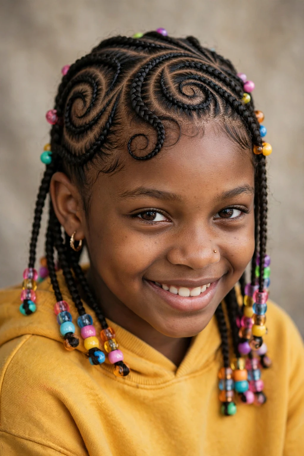 Swirl Cornrows: 15 Stunning Ideas to Try 9 7. Beaded Freestyle Swirl Cornrows for Kids
