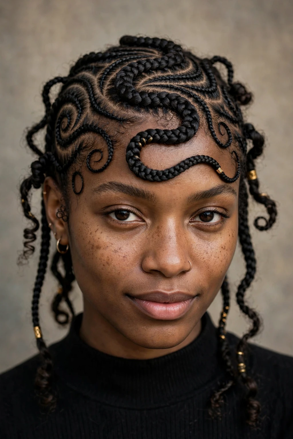 Swirl Cornrows: 15 Stunning Ideas to Try 12 10. Swirl Cornrows With a Snake-Shaped Part