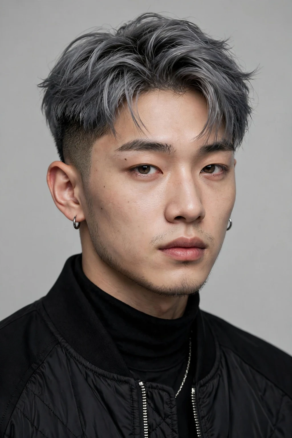 Korean Hairstyles for Men: 15 Sharp Ideas to Try 6 4. Short Undercut with Grey Tones