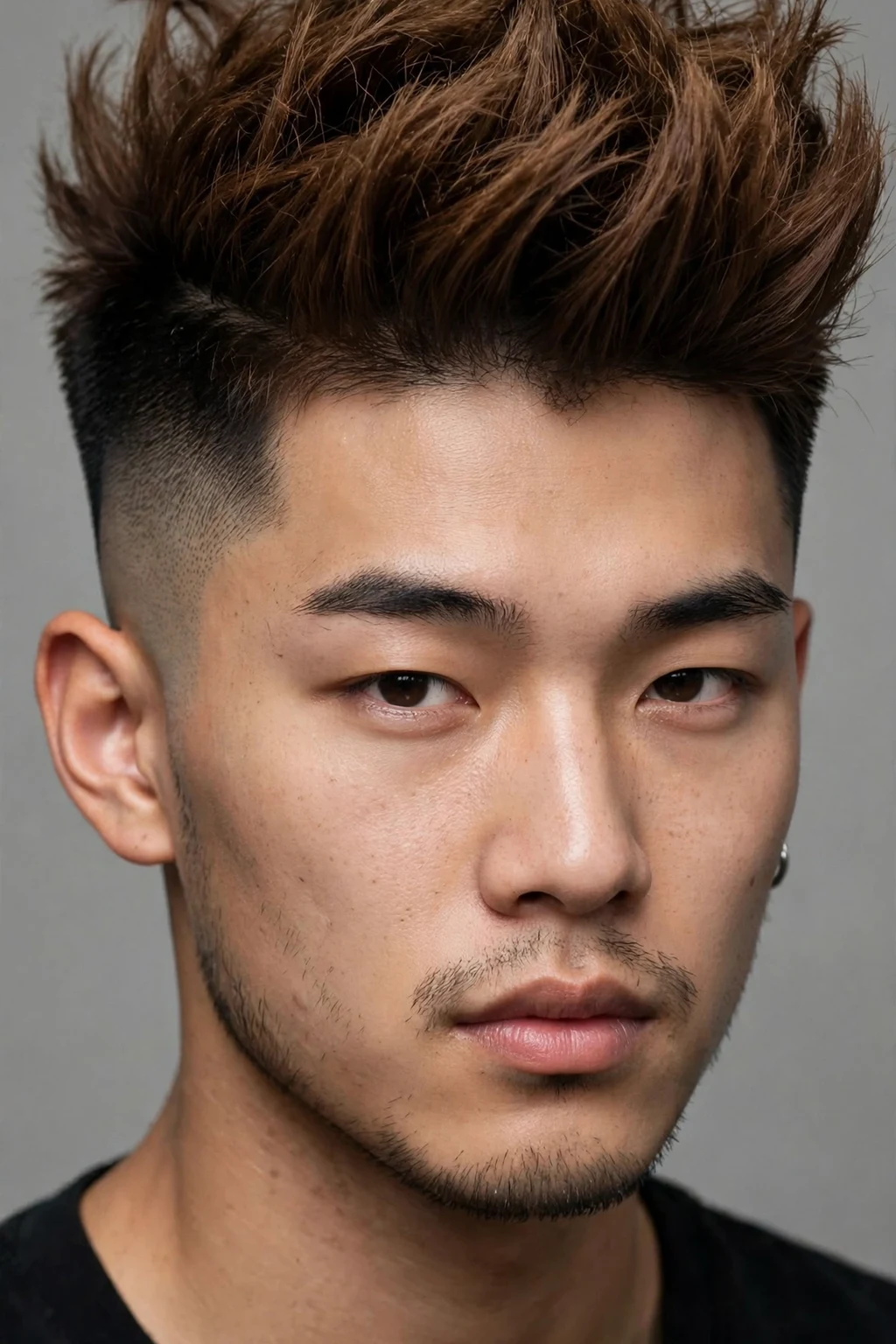 Korean Hairstyles for Men: 15 Sharp Ideas to Try 8 6. Brown Fohawk with Korean Styling