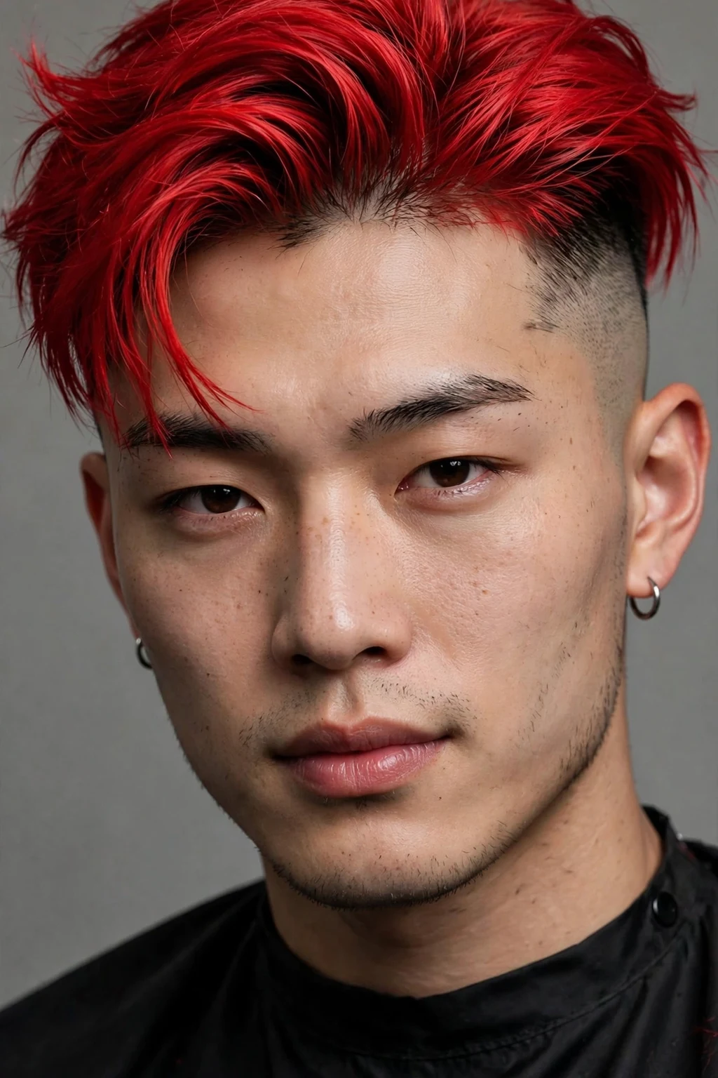 Korean Hairstyles for Men: 15 Sharp Ideas to Try 17 15. Buzz Cut with a Red Long Top