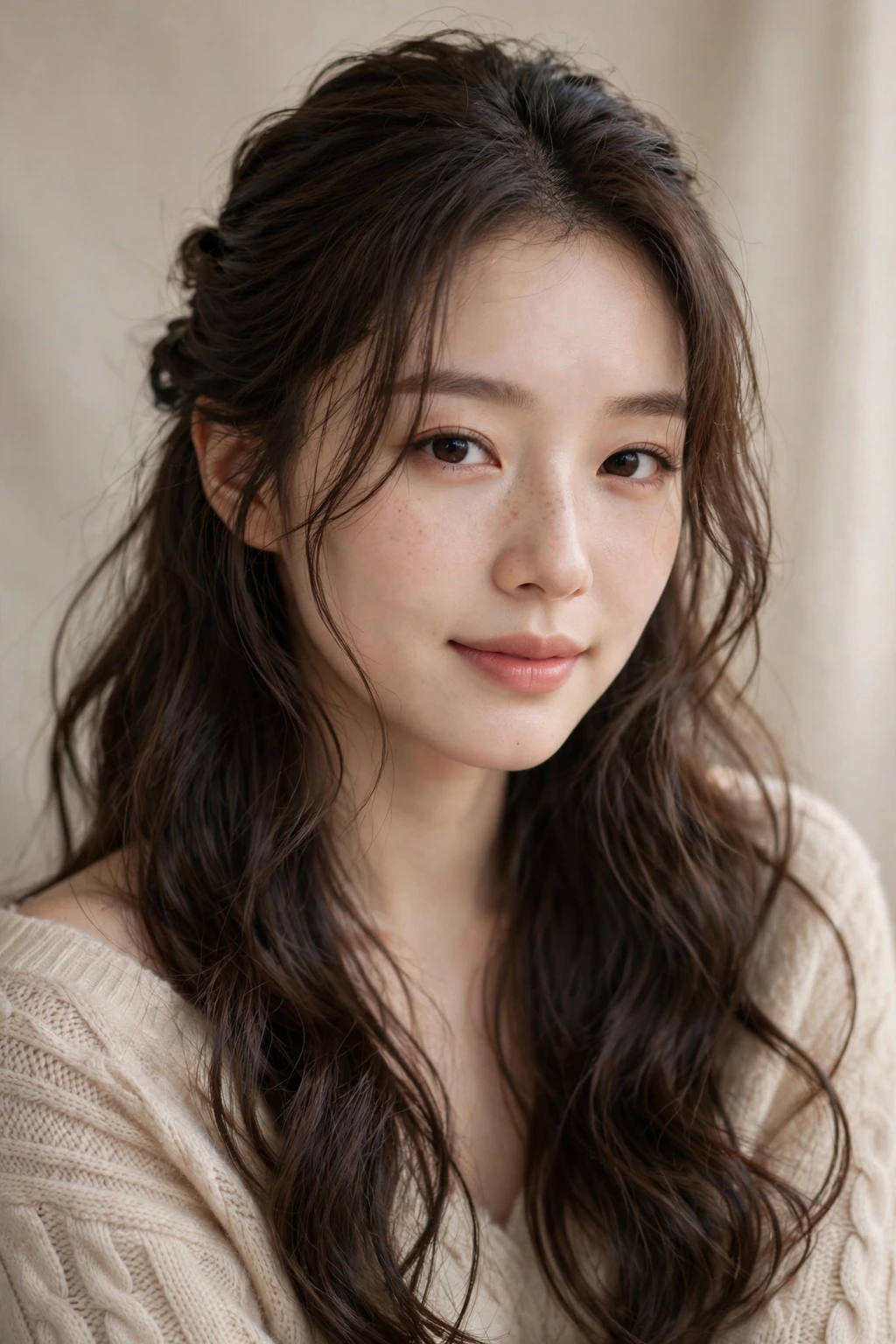 Korean Hairstyles for Women: 15 Lovely Ideas to Try 8 6. Half-Up Half-Down Long Hair