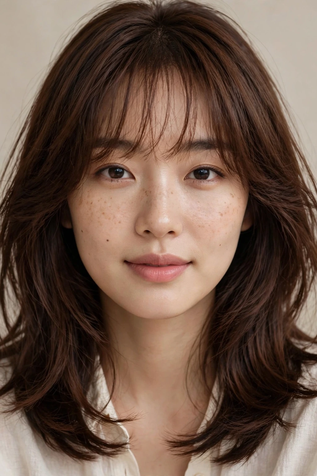 Korean Hairstyles for Women: 15 Lovely Ideas to Try 12 10. Korean Style Brown Layered Hair With Wispy Bangs