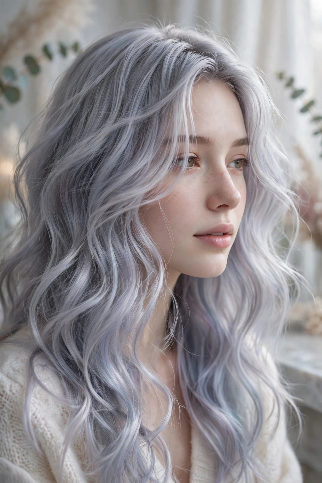 Silver Highlights: 15 Stunning Ideas to Try 9 7. Airtouched Silver-Grey Waves
