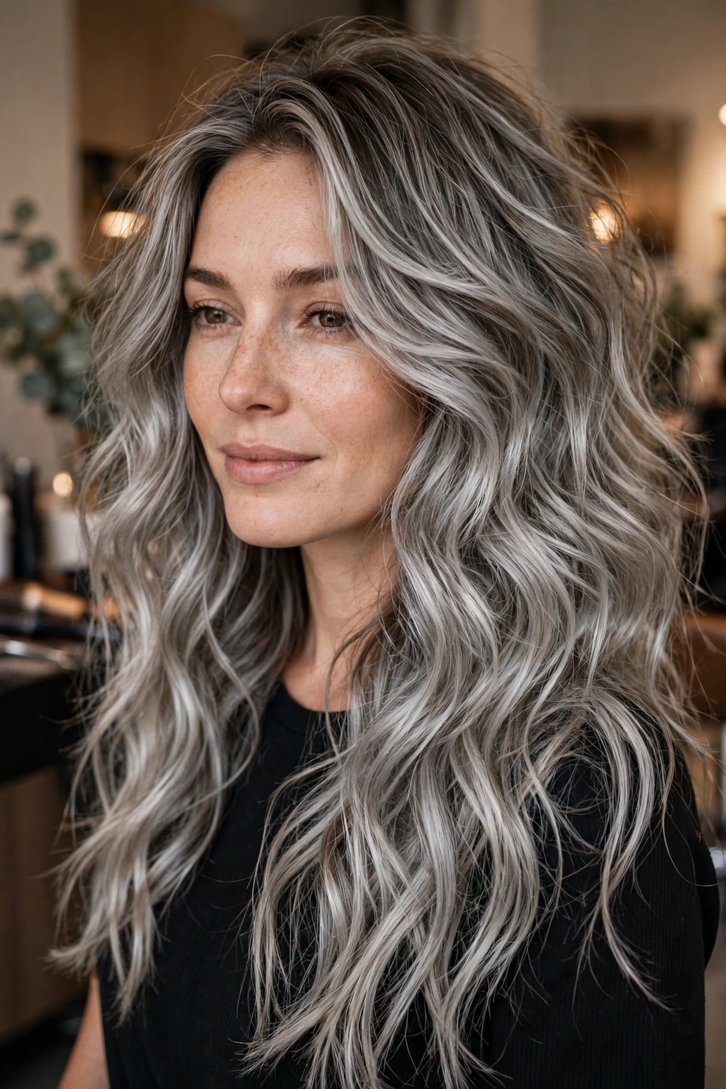 Silver Highlights: 15 Stunning Ideas to Try 10 8. Silver Ombre with Babylights on Tousled Waves