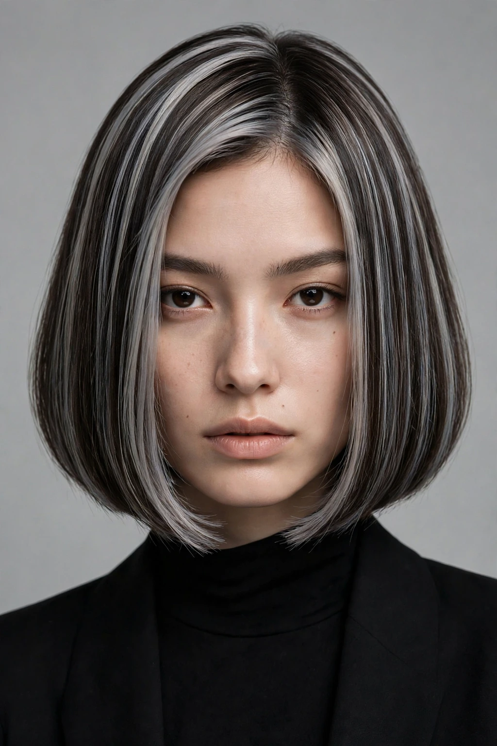 Silver Highlights: 15 Stunning Ideas to Try 11 9. Light Grey Highlights on a Classic Bob