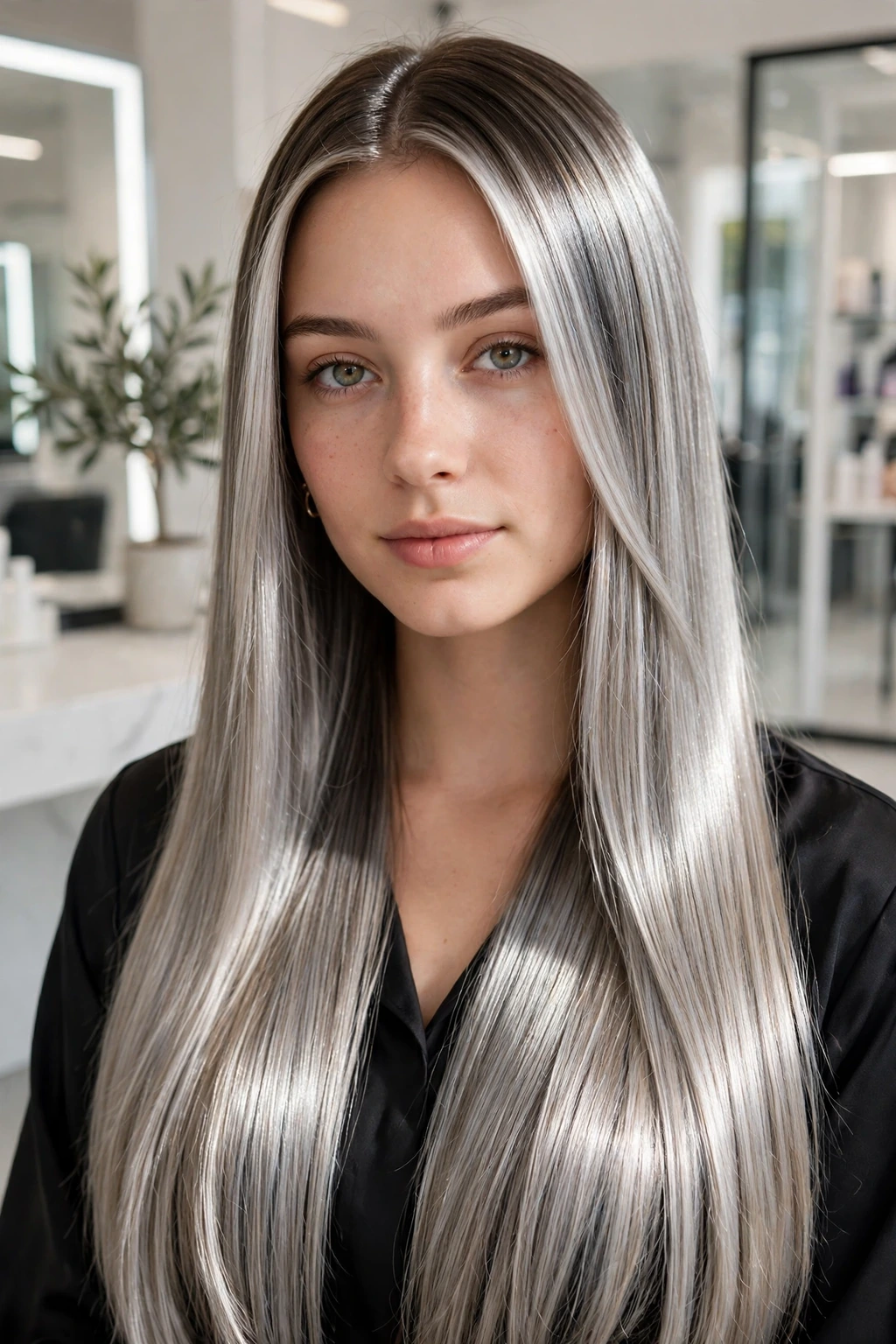 Silver Highlights: 15 Stunning Ideas to Try 15 13. Silver-Blonde Highlights on Sleek Straight Hair
