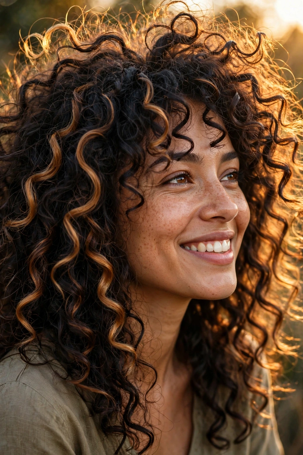Caramel Highlights: 15 Gorgeous Ideas to Try 7 5. Wild Curly Hair with Warm Caramel Ribbons