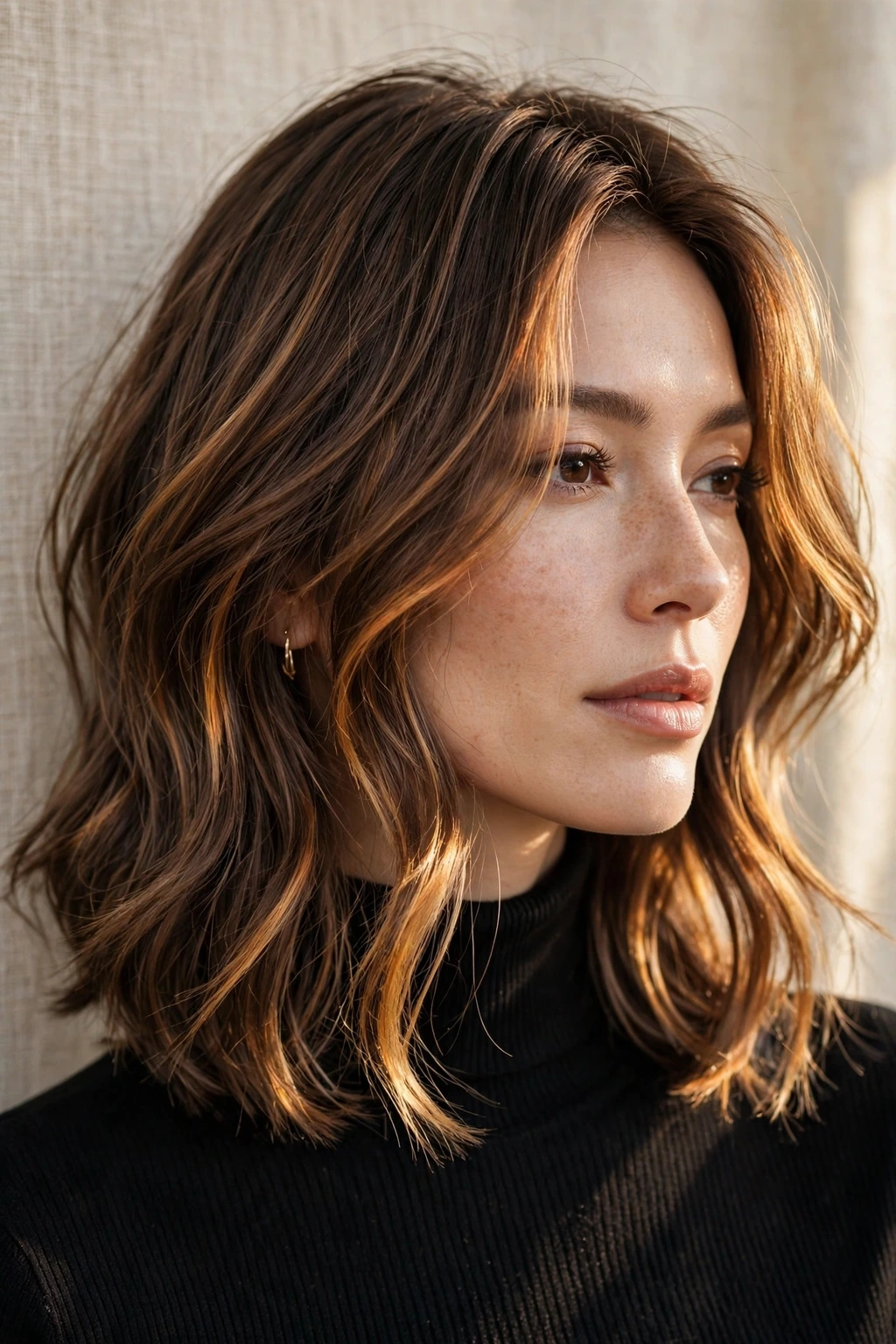 Caramel Highlights: 15 Gorgeous Ideas to Try 13 11. Mocha Lob with Luminous Caramel Highlights