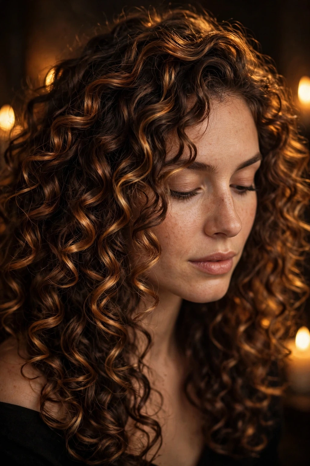 Caramel Highlights: 15 Gorgeous Ideas to Try 14 12. Curly Brunette Locks with Deep Caramel Tones