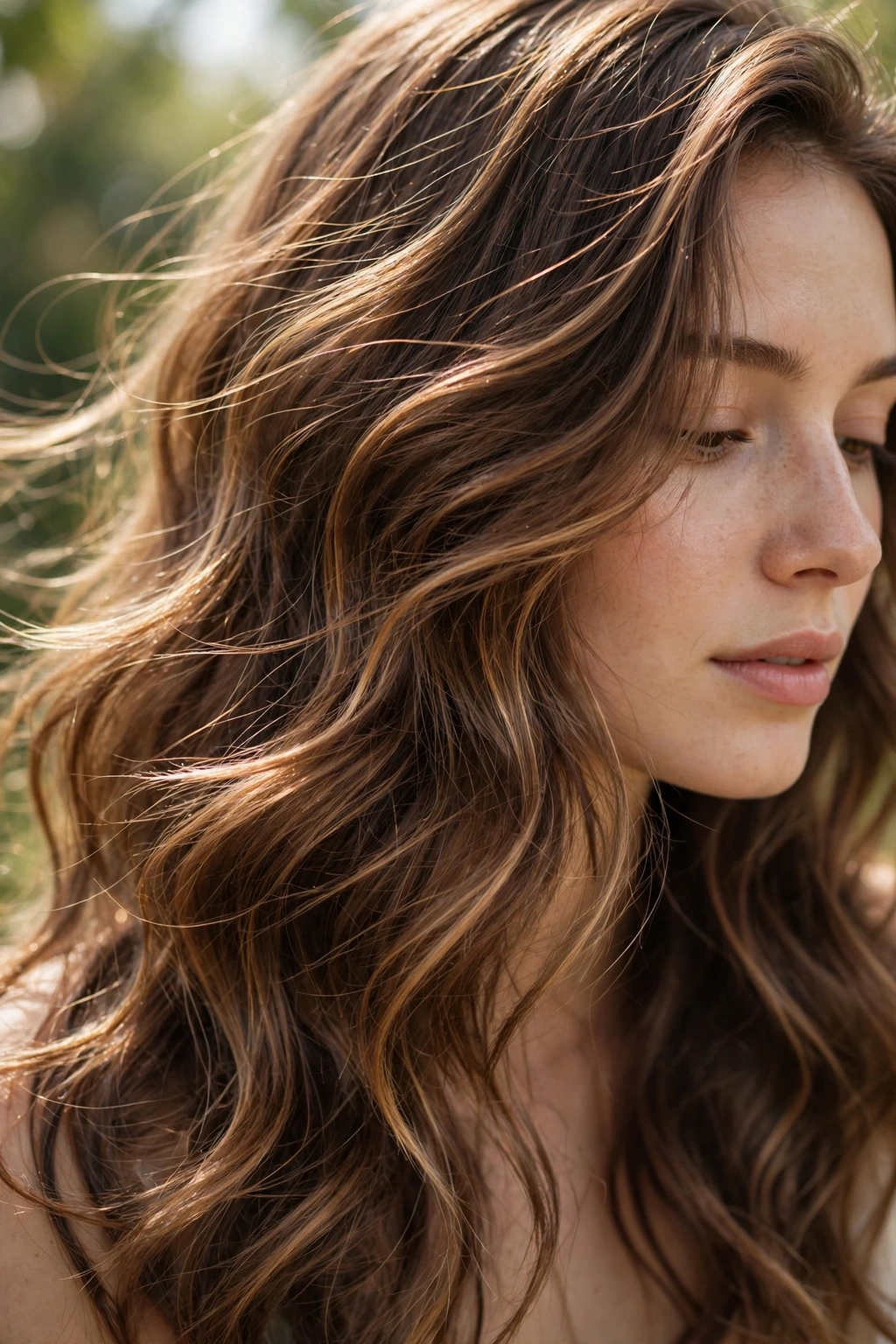 Caramel Highlights: 15 Gorgeous Ideas to Try 16 14. Flowing Brown Waves with Honey-Caramel Lights