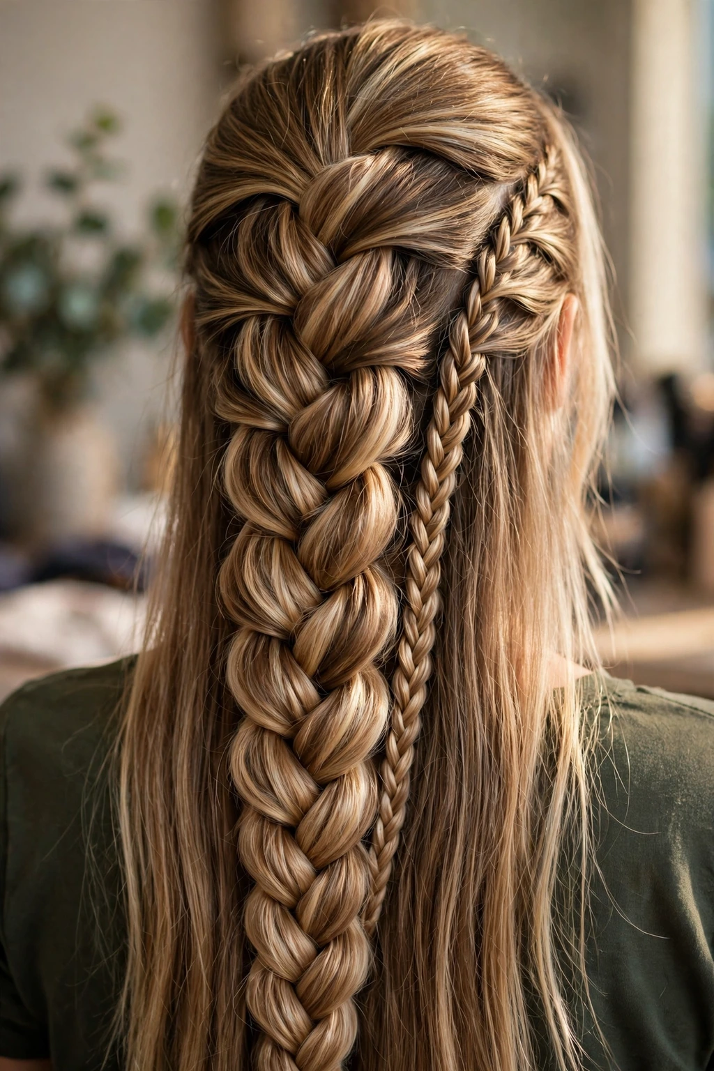 Dutch Braid Hairstyles: 19 Beautiful Ideas to Try 3 1. Stacked Dutch Braid With Fishtail on Long Bronde Hair