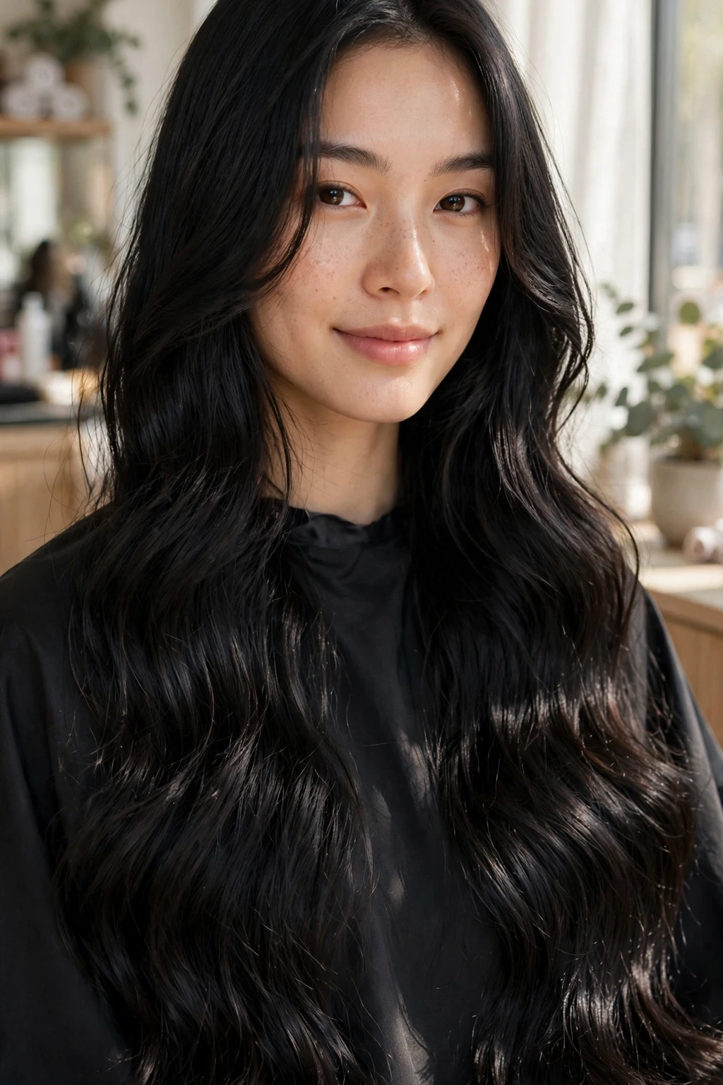 Hairstyles for Oval Shaped Face: 15 Flattering Ideas to Try 3 1. Long Wavy Black Hair With Face-Framing Invisible Layers
