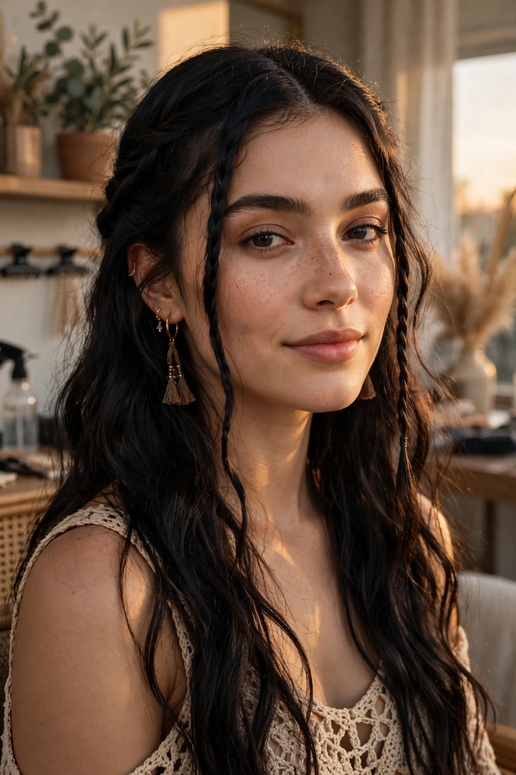 Hairstyles for Oval Shaped Face: 15 Flattering Ideas to Try 17 15. Two Braids With Open Black Wavy Hairstyle