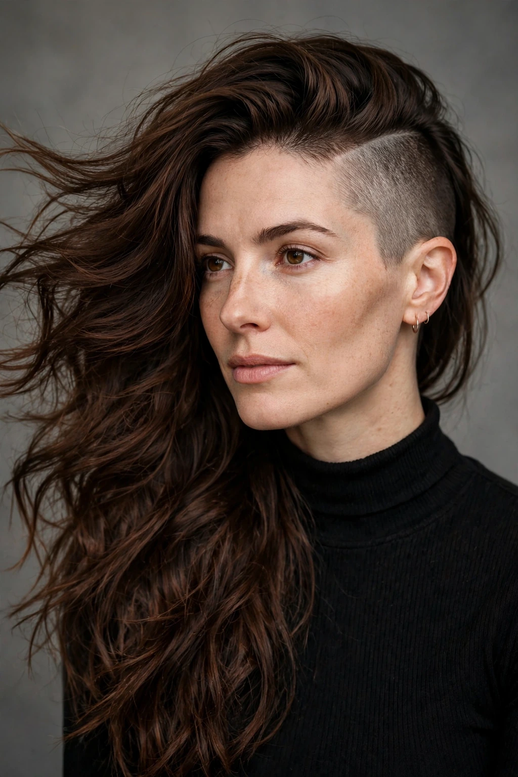Side Shaved Hairstyles: 20 Edgy Ideas to Try 8 6. Long Brown Hair With a Shaved Side