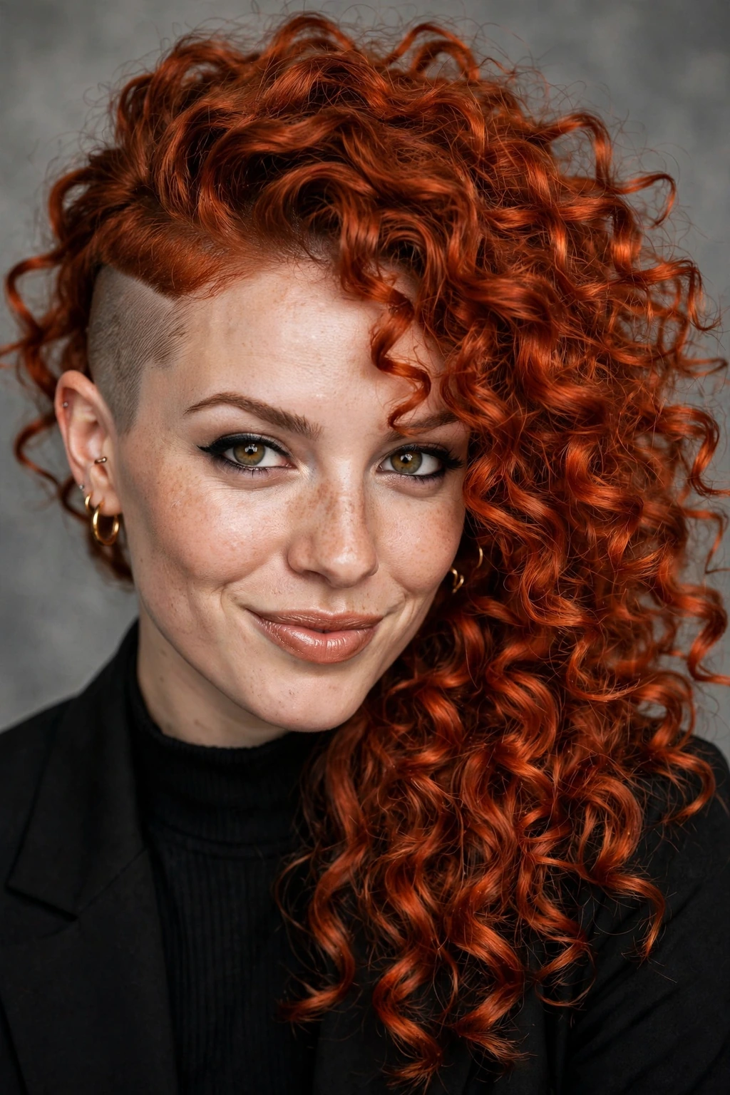 Side Shaved Hairstyles: 20 Edgy Ideas to Try 17 15. Curly Red Waves With a Side Cut