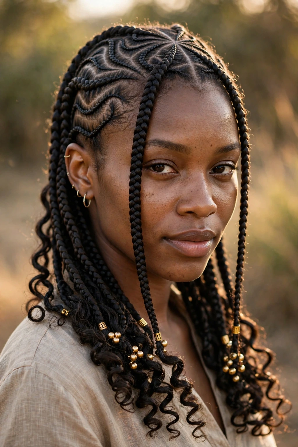 1. Freestyle Fulani Braids With Bouncy Curled Ends