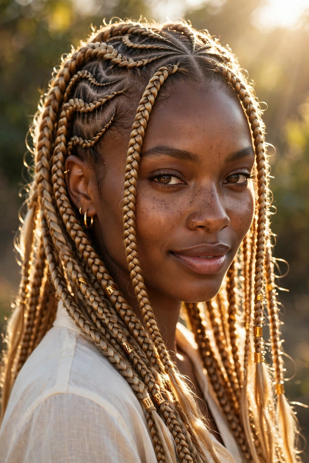 6. Sun-Kissed Blonde Freestyle Fulani Braids