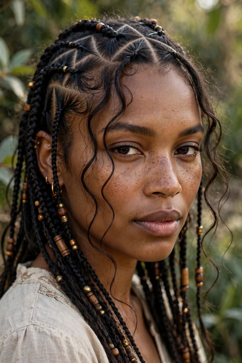 11. Boho Fulani Braids With Triangle Parts