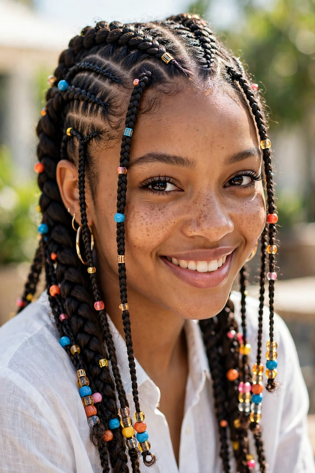 13. Fulani Braids With Baby Braids and Beaded Accents