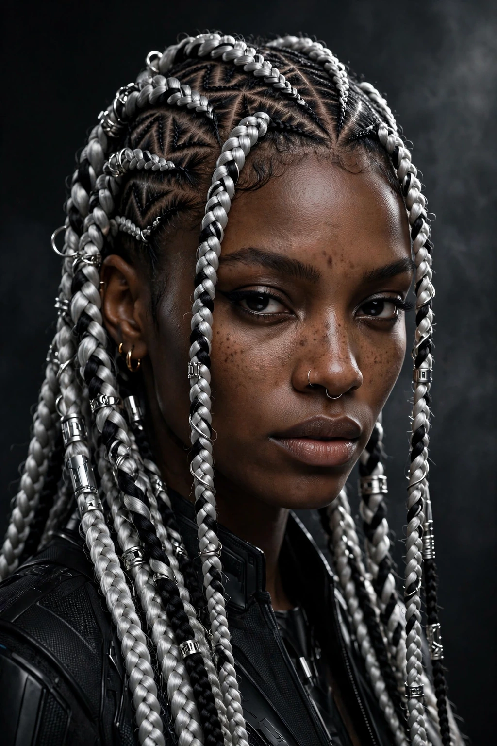 14. Striking Silver and Black Fulani Braids