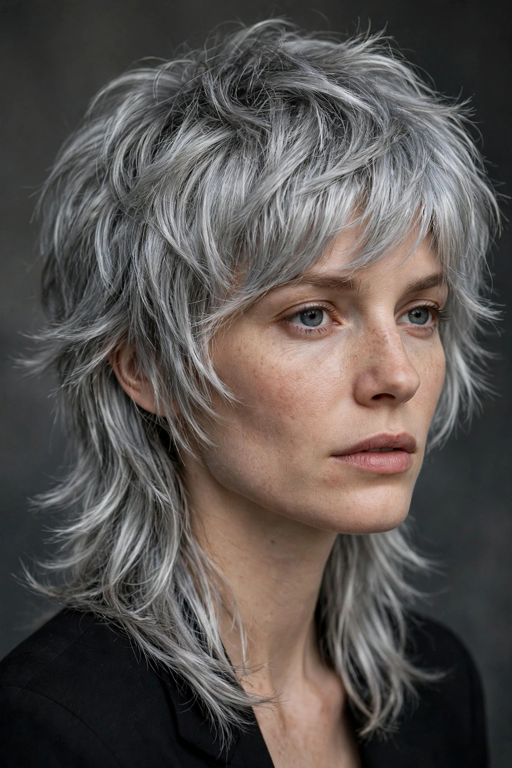 12. Silver Soft Shaggy Mullet