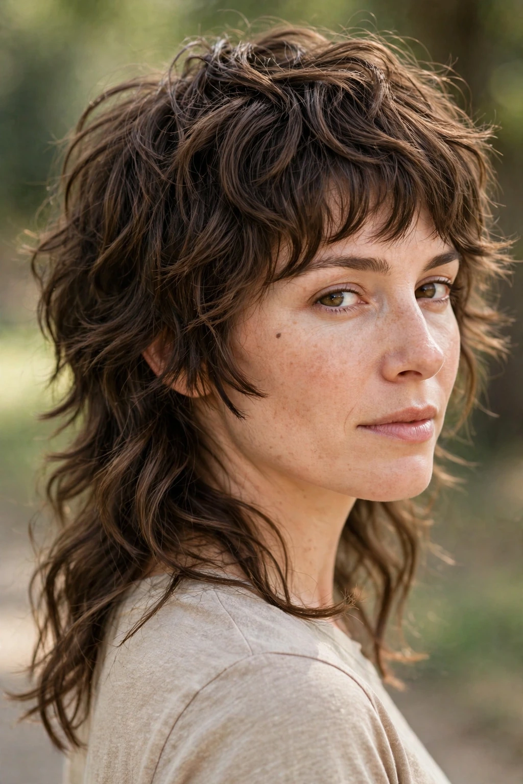 14. Wavy Soft Shag Mullet on Short Hair