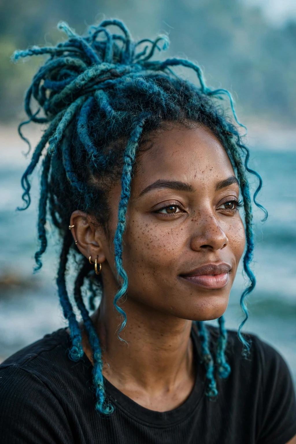 10. Teal Locs in a Messy Knot