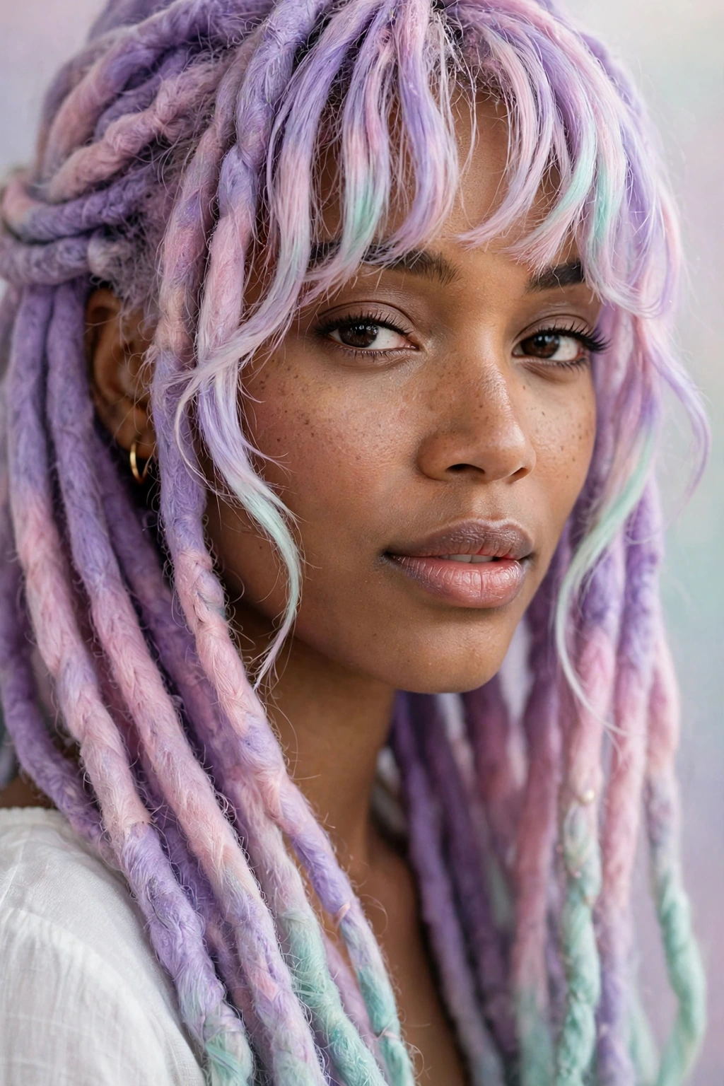 11. Pastel Unicorn Locs with Bangs